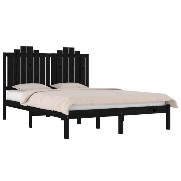 vidaXL Cadre de lit sans matelas noir bois massif 140x190 cm