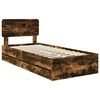 vidaXL Cadre de lit avec tiroir Ch&ecirc;ne fum&eacute; 75 x 190 cm Bois Ing&eacute;nierie