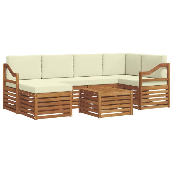 vidaXL Ensemble de canap&eacute; d'angle avec coussin 7 pcs Naturel et Cr&egrave;me