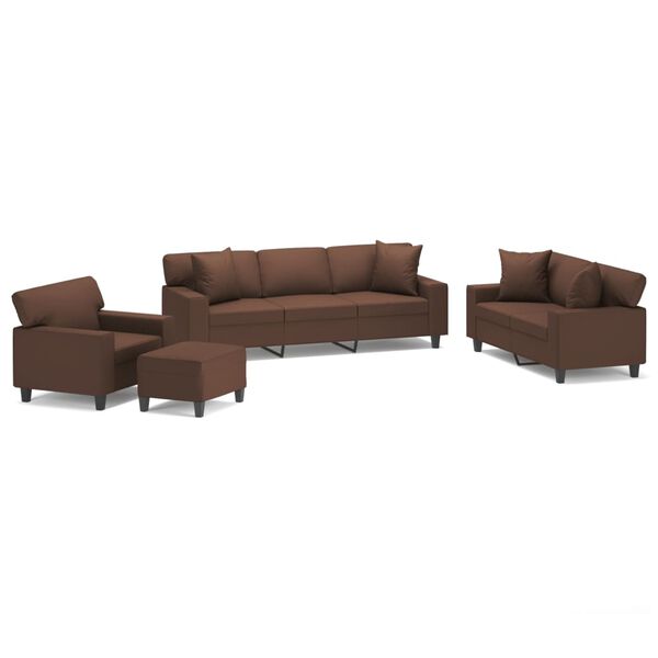vidaXL Ensemble canap&eacute;s 4 pcs oreillers et coussins Marron Similicuir