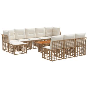 vidaXL Ensemble de canap&eacute; de jardin 11 pc Blanc Naturel et Cr&egrave;me