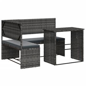vidaXL Canap&eacute; de jardin avec table et coussins en forme de L gris