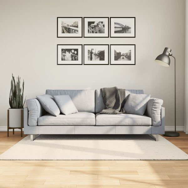 vidaXL Tapis ISTAN &agrave; poils longs aspect brillant cr&egrave;me 140x200 cm