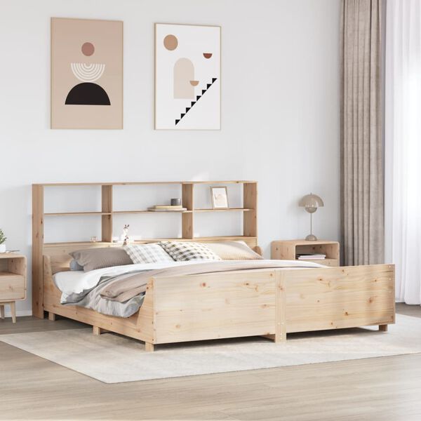 vidaXL Lit biblioth&egrave;que sans matelas 200x200 cm bois massif