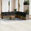 vidaXL Salon de jardin avec coussins 10 pcs gris r&eacute;sine tress&eacute;e