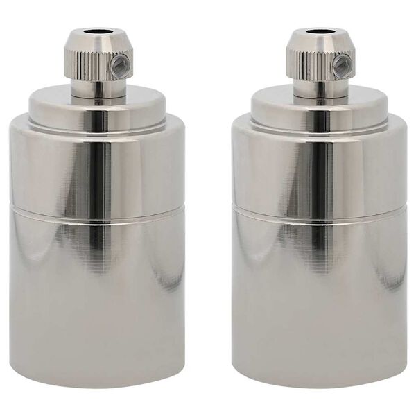 vidaXL Douilles de lampe 2 pcs nickel satin&eacute; E27