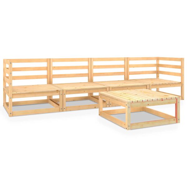 vidaXL Salon de jardin 5 pcs bois de pin massif