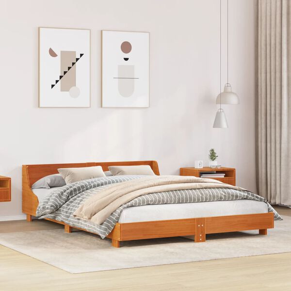 vidaXL Cadre de lit sans matelas cire marron 150x200cm bois pin massif