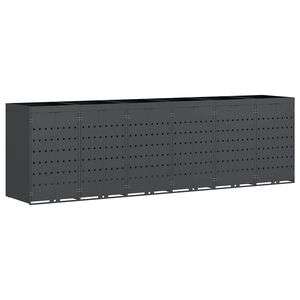 vidaXL Rangement de poubelle &agrave; roulettes pour 6 poubelles Anthracite