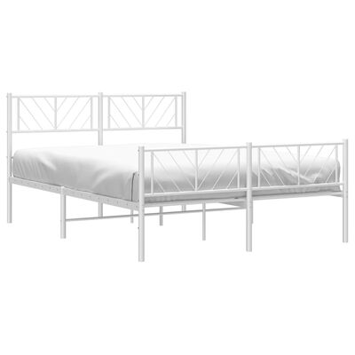 vidaXL Cadre de lit métal sans matelas et pied de lit blanc 135x190 cm