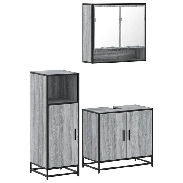 vidaXL Ensemble de meubles de salle de bain 3 pcs Sonoma gris