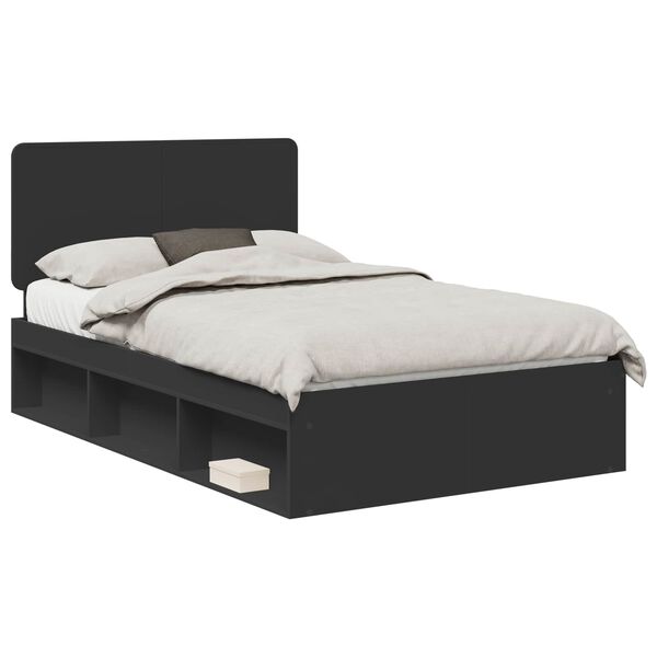 vidaXL Cadre de lit Noir 120 x 190 cm Bois de pin massif