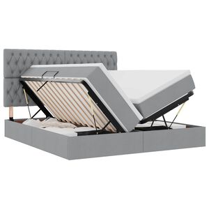 vidaXL Lit de rangement LED avec matelas Gris clair 180 x 200 cm Tissu