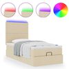 vidaXL Cadre de lit ottoman avec matelas cr&egrave;me 100x200cm tissu