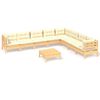 vidaXL Salon de jardin 9 pcs avec coussins cr&egrave;me bois de pin massif