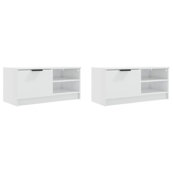 vidaXL Meubles TV 2 pcs Blanc brillant 80x35x36,5 cm Bois d'ingénierie