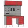 vidaXL Placard de travail 8 pcs Rouge Bois d'ing&eacute;nierie et acier
