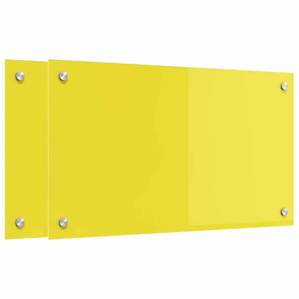 vidaXL Protection de cuisine 2 pcs Jaune 70 x 40 cm verre trempé