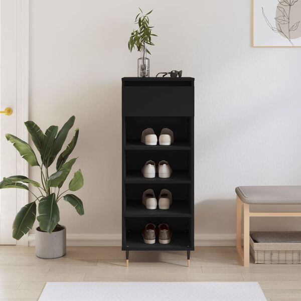 vidaXL Armoire &agrave; chaussures Noir 40x36x105 cm Bois d'ing&eacute;nierie