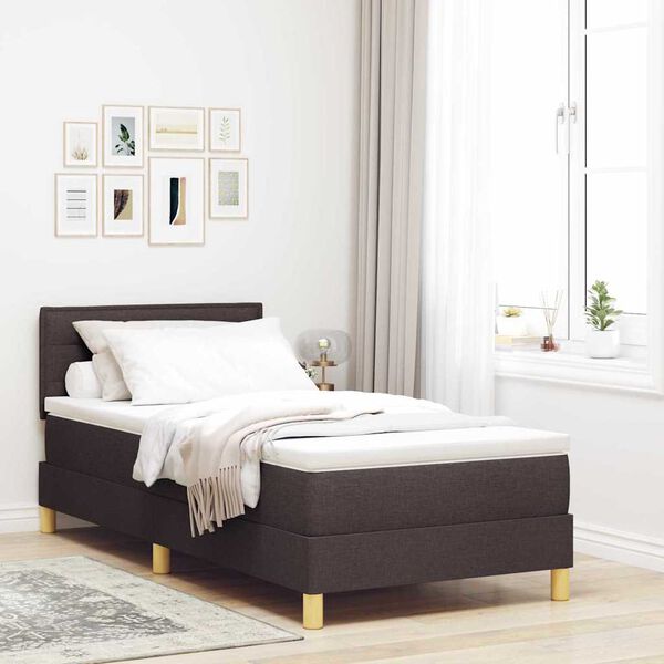 vidaXL Lit &agrave; ressort LED avec matelas Marron fonc&eacute; 80 x 200 cm tissu