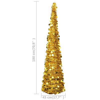 vidaXL Sapin de Noël artificiel escamotable doré 180 cm PET