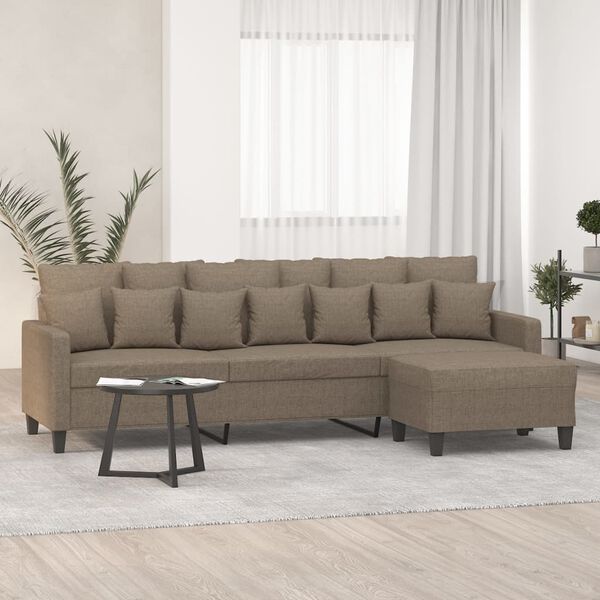 vidaXL Canap&eacute; &agrave; 3 places avec repose-pieds Taupe 210 cm Tissu