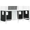 vidaXL Cadre de Lit Mezzanine pour Enfants avec Rideaux Blanc et Noir