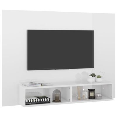 vidaXL Meuble TV mural Blanc brillant 120x23,5x90 cm Bois d’ingénierie