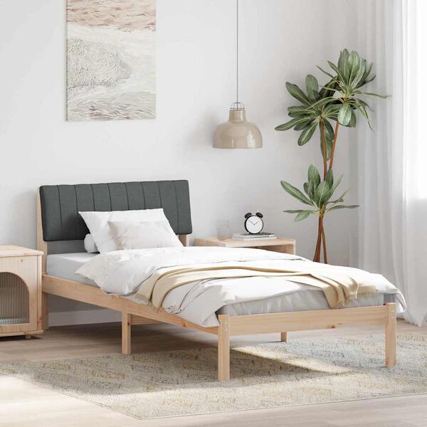 vidaXL Cadre de lit avec t&ecirc;te de lit marron et gris fonc&eacute; 90 x 200 cm