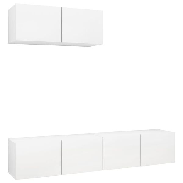 vidaXL Meubles TV 3 pcs Blanc Bois d'ing&eacute;nierie