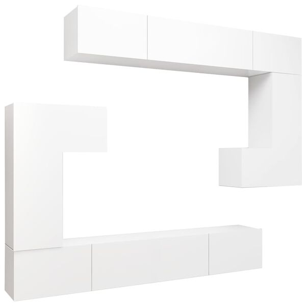 vidaXL Ensemble de meubles TV 8 pcs Blanc Bois d'ingénierie