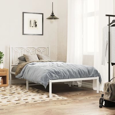 vidaXL Cadre de lit métal sans matelas et tête de lit blanc 100x200 cm