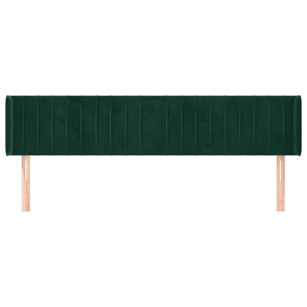 vidaXL T&ecirc;te de lit avec oreilles Vert fonc&eacute; 183x16x78/88 cm Velours
