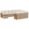 vidaXL Salon de jardin 11 pcs avec coussins beige r&eacute;sine tress&eacute;e