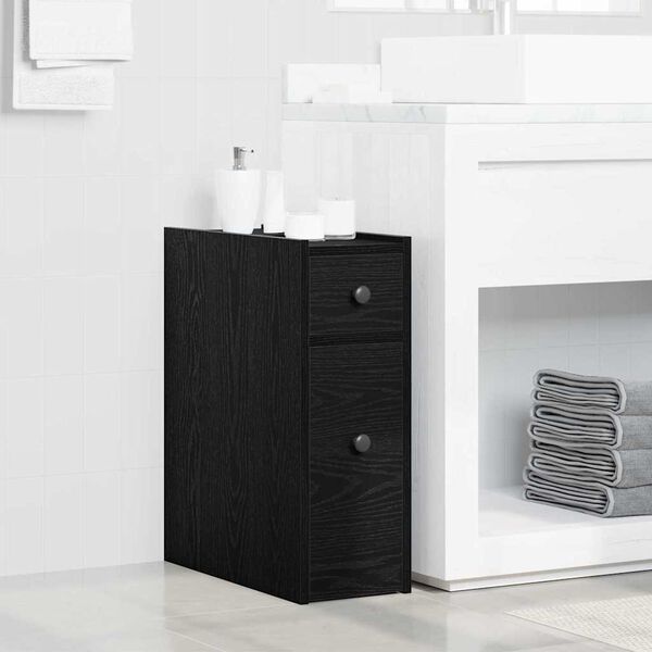 vidaXL Ensemble de mobilier de salle de bain Montage mural Ch&ecirc;ne noir