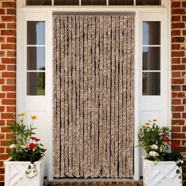 vidaXL Rideau anti-mouches beige et marron fonc&eacute; 90x220 cm chenille