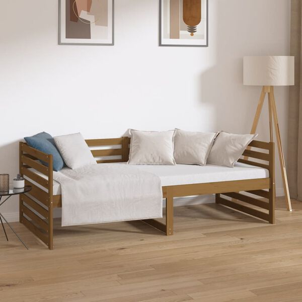 vidaXL Lit de jour sans matelas marron miel 90x190 cm bois pin massif