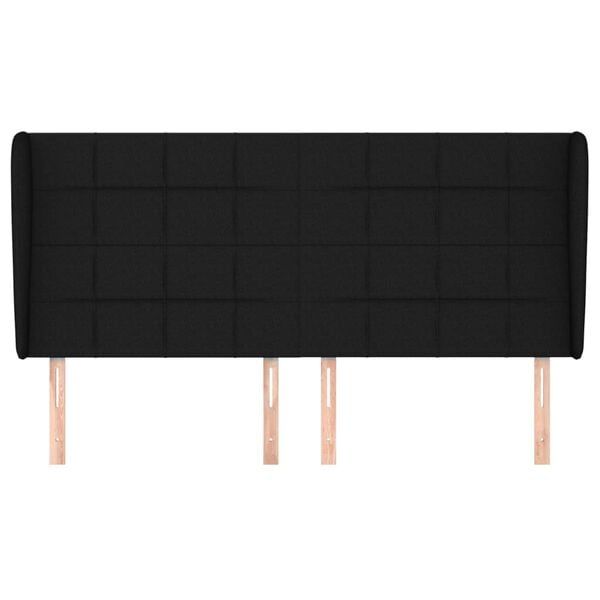 vidaXL T&ecirc;te de lit avec oreilles Noir 183x23x118/128 cm Tissu