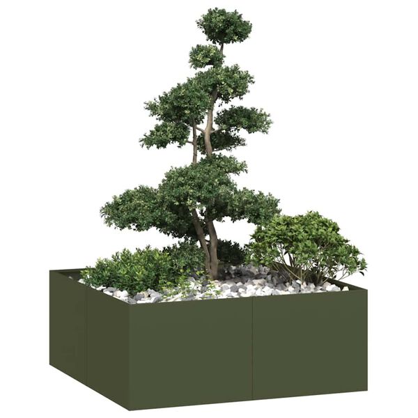 vidaXL Jardini&egrave;re vert olive 100x100x40 cm acier