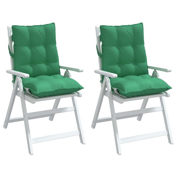 vidaXL Coussins de chaise &agrave; dossier bas lot de 2 vert tissu oxford