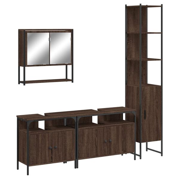 vidaXL Ensemble de meubles de salle de bain 4 pcs Ch&ecirc;ne marron