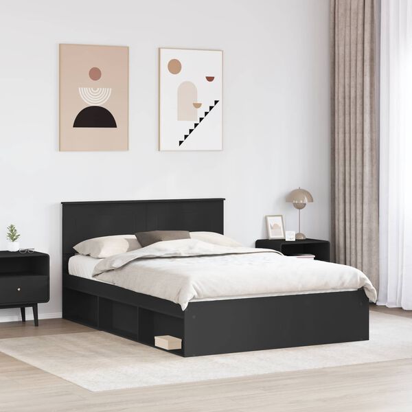 vidaXL Cadre de lit Noir 150 x 200 cm Bois d'ing&eacute;nierie
