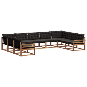 vidaXL Ensemble de canap&eacute;s d'ext&eacute;rieur 9 pc Naturel et noir