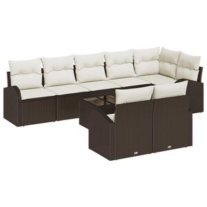 vidaXL Ensemble de canap&eacute; de jardin 9 pcs Marron et blanc polyrotin