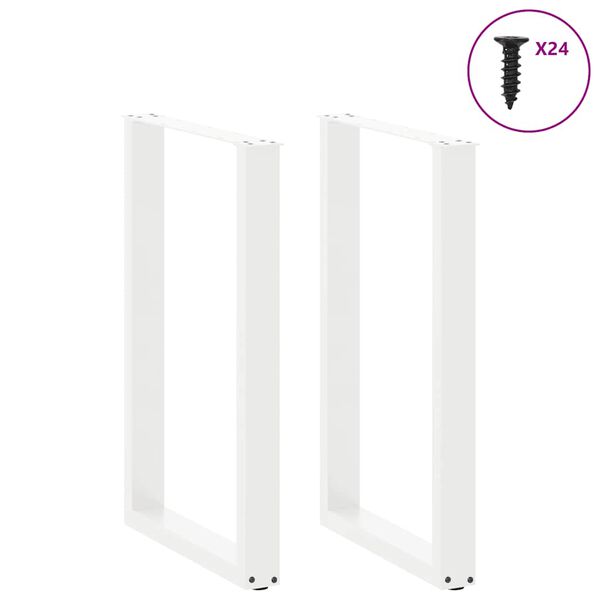 vidaXL Pieds de table de bar en U 2 pi&egrave;ces Blanc 60 x (90-91) cm Acier
