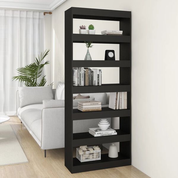 vidaXL Biblioth&egrave;que/S&eacute;parateur de pi&egrave;ce noir bois d'ing&eacute;nierie