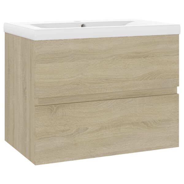 vidaXL Armoire d'&eacute;vier lavabo int&eacute;gr&eacute; ch&ecirc;ne sonoma bois d'ing&eacute;nierie