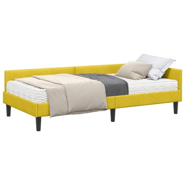 vidaXL Cadre de lit d'angle avec matelas Autre 2 pcs Jaune Velours