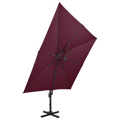 vidaXL Parasol de jardin en porte-à-faux à double toit rouge bordeaux