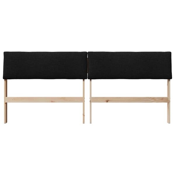 vidaXL T&ecirc;te de lit capitonn&eacute;e Noir 200 cm Pin massif